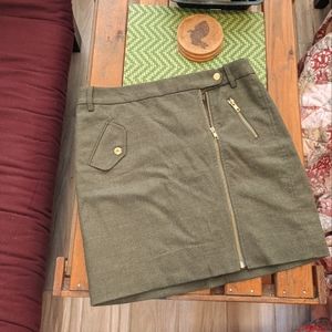J Crew army green wool mini skirt